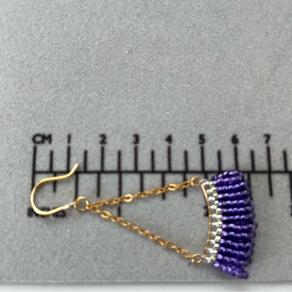 Handmade Purple Dangle Earrings - Picture 3 of 4